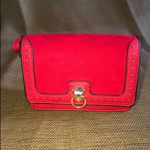 Red leather/suede crossbody